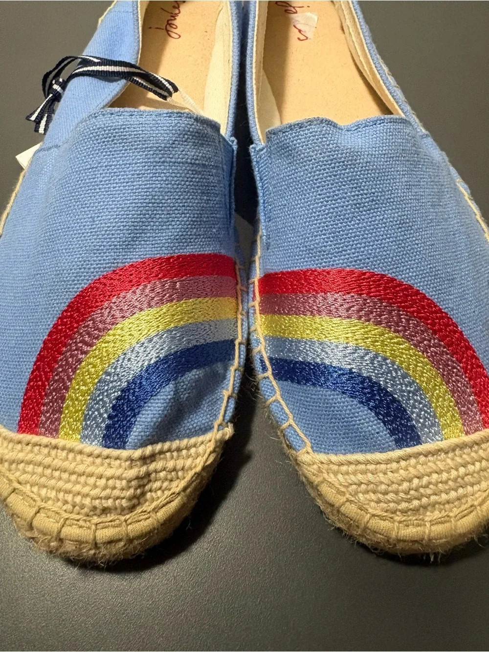 JOULES Rainbow Embroidered Blue Espadrille Flats